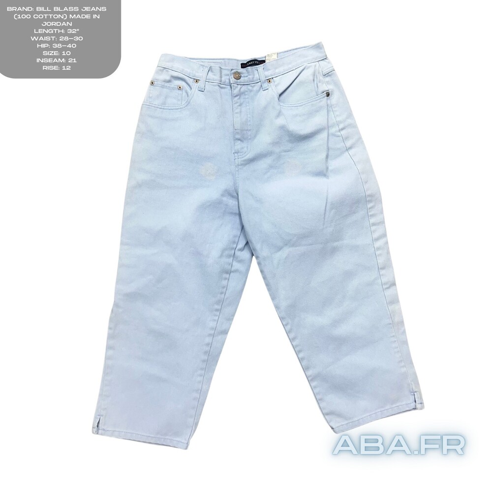 Vintage Bill Blass Capri Jeans Womens 16 Blue Light Blue High Rise Denim Y2K EUC